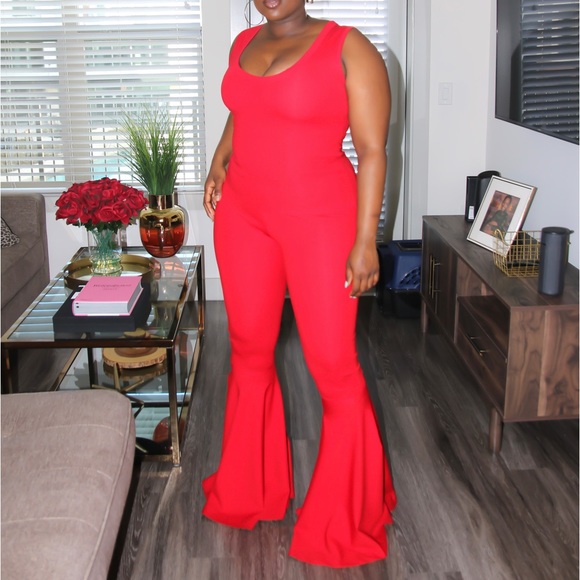 Red Bell Bottom JumpsuitHandmade